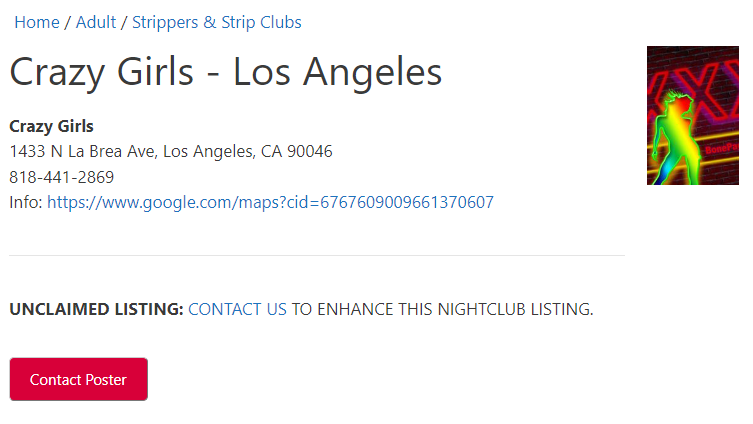 Free strip clubs listings in BonePage adult classifieds.